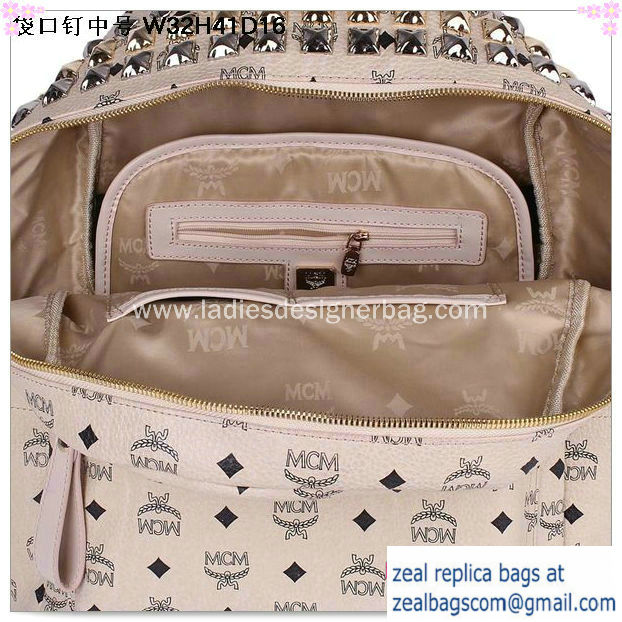 High Quality Replica MCM Medium Top Studs Backpack MC4232 Beige